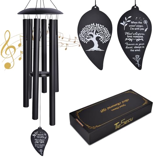 Wind Chimes for Outside, 40" Wind Chimes for Loss of a Loved, Sympathy Wind Chimes with 6 Thicken Tubes & Hook, Outdoor Wind Chimes Gifts for Mother Father, Sympathy Gift Home Decor Garden