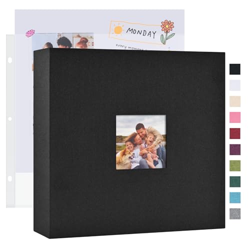 Mublalbum 12x12 Inch 3 Ring DIY Scrapbook Photo Album 80 Pages, Black - color: Black, size: 12x12 Inch 80 Pages