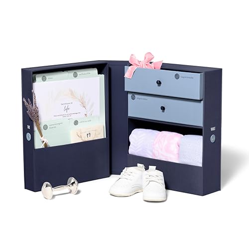 Savor | Baby Memory Box Keepsake Organizer | Customizable Sympathy Gift and Remembrance Box for Angel Baby, Pregnancy, & Treasured Mementos (Blue, Adelaide Style) - color: Blue - Adelaide Font, style: Baby Remembrance Box