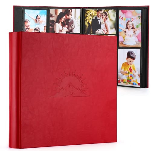 DazSpirit 4x6 Photo Album, 600 Pockets, Leather Cover with Slip-In Pages - color: Red, size: 600 Pockets
