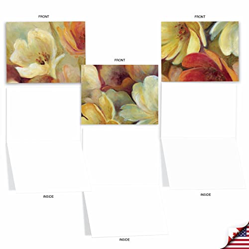 The Best Card Company - 10 Boxed Note Cards with Flowers - Blank Assorted Floral Notecards Bulk (4 x 5.12 Inch) - Spice Blooms M6628OCB - style: Spice Blooms