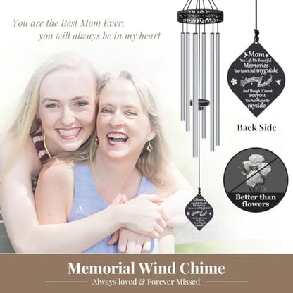 Memorial Gifts for Loss of Mom,32'' Sympathy Wind Chimes Gifts for Loss of Mother, Bereavement/Condolence/Remembrance Gift, Windchimes in Memory of Mom - size: D-Silver-Mom