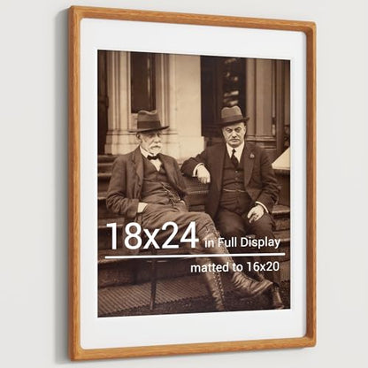Heimlove 18x24 Picture Frames Natural Teak,Original Wood Hand Make Crafted Poster Frame with Mat to 16x20 Graduation Picture Display,Family Picture,Wedding Picture,Photo,Document Wall Mounted - color: Natural Teak, size: 18"x24"|mat to 16"x20"
