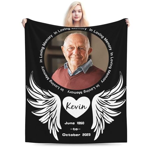 Custom Memorial Blankets with Photos for Loss of Mom Dad Lover Pet Made in USA, Personalized Sympathy Bereavement Blanket for Funeral in Loving Memory Gift - color: Design 24