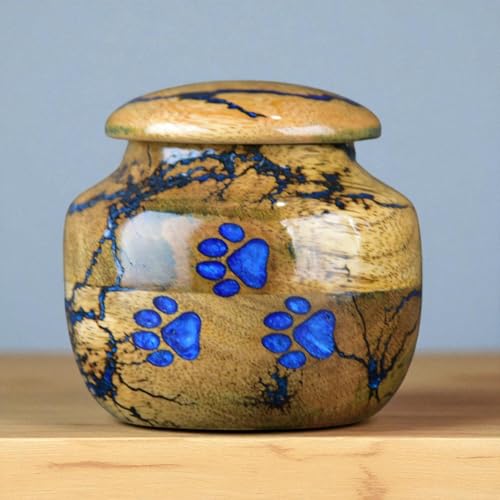 Wooden Cremation Urn for Pet Ashes – Resin Keepsake Urn for Dogs – Decorative Burial and Memorial Box (Medium - 80 lbs) - size: Medium - 100 lbs