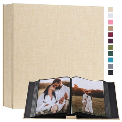 potricher Small 8x10 Photo Album, 160 Pockets, Linen Cover, Beige - color: Beige