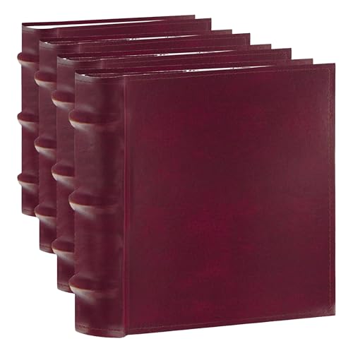 Pioneer Photo Albums 100-Pocket European Bonded Leather Photo Album for 4 by 6-Inch Prints, Burgundy (Pack of 4) - color: Burgundy, size: 4 x 6 Inch (Pack of 4)
