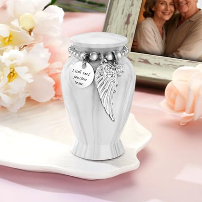 SOITIS Customized Small Urns for Human Ashes Keepsake, 2.83 Inches Urn for Women Men, Customized Aluminum Cremation Urns for Human Ashes-White Keepsake Urn - color: Custom-white