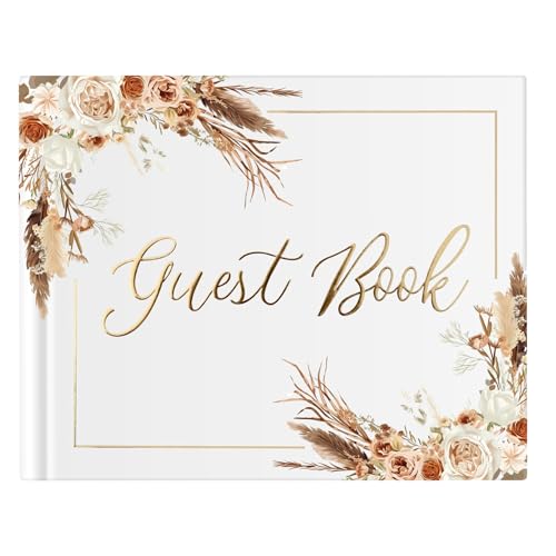 Wedding Guest Book for Guests to Sign, Elegant Wedding Guestbook Ideas, Sign in Book for Bridal and Baby Shower, Polaroid Guest Book, 100 Thick Lined and Blank Pages for Party, Wedding Books - color: Neutral