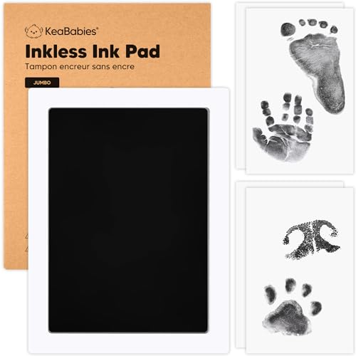 1pk Inkless Baby Hand and Footprint Kit, Mess Free Ink Pad (Jet Black, J) - color: Jet Black, size: 1-Pack, Jumbo 4.8" x 6.8"