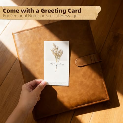 Vienrose 15"x13" Scrapbook Album Gift Set Faux Leather DarkBrown 100 Pages | 3 Ring Scrapbook With 100 Kraft Pages, 50 Plastic Sleeves, Blank Scrapbooks, Photobook, Valentine Gift Wedding Anniversary - color: Dark Brown, size: 15"X13" 50Sheets