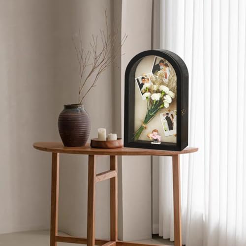 11x16 Shadow Box Frame with Plexiglass, Deep Shadow Box Frame with Linen Back and Removable Shelves,Wood Glass Display Case for Medals, Photos, Memorabilia, Awards,4" Depth (Black) - color: Black