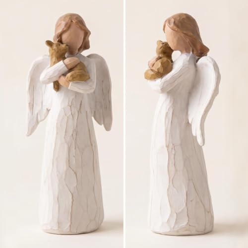 Pet Angel Figurine, Resin Angel Statue for Dog Pet Lovers | Angel embracing beloved pet, heartfelt gift for dog lovers, pet lovers and anyone who treasures faithful companionship - color: Pet