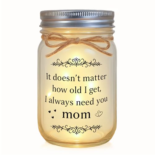 Mom Gifts from Daughter or Son, Mason Jar Night Light for Mom, Mothers Day & Birthday Gift, Keepsake Home Decor for Mother in Law - style: Mom Gifts