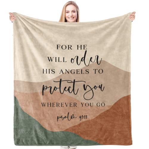 HIWX Boho Christian Psalm 91 Religious Throw Blanket 50x60 Protect - color: Protect 1, size: 50“L x 60”W