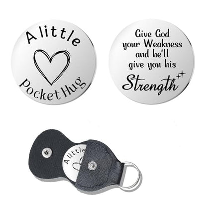 Pocket Hug Token for Women Men Him Birthday Inspirational Gifts for Daughter Friend Long Distance Gifts for Wife Mom - color: God Strength