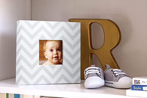 Pearhead Baby Photo Album for Baby Girl or Baby Boy, Gender-Neutral, Baby Memory Book Keepsake, Baby Shower, New and Expecting Parents, Gray Chevron - color: Gray Chevron