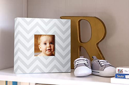 Pearhead Baby Photo Album for Baby Girl or Baby Boy, Gender-Neutral, Baby Memory Book Keepsake, Baby Shower, New and Expecting Parents, Gray Chevron - color: Gray Chevron