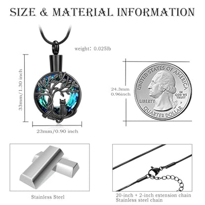 Hearbeingt Tree of Life Cremation Jewelry Paw Print Urn Necklace for Ashes - color: A-Black 2