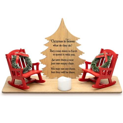 Christmas in Heaven Decoration Gift Christmas Memorial Candle Holders Rocking Chair Ornament Save A Seat Memorial Gift Xmas Decor - color: 2chair