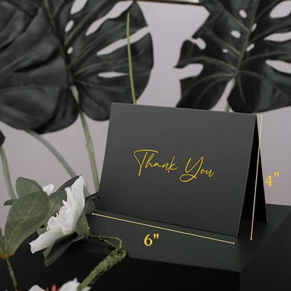 Mr. Pen- Blank Thank You Cards with Envelopes, 20 Pack, 4x6 | Gold Foil Thank You Notes with Envelopes, Black Wedding Thank You Cards Wedding, Thank You Note Cards, Fathers Day Gift - color: Black