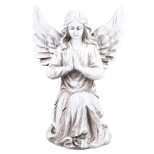 Praying Angel Garden Statue, Resin Outdoor Kneeling Angel Figurine Religious Fairy Sculpture Waterproof Decorative Figurine Art Decor for Patio, Lawn, Yard, Housewarming Ornament Present