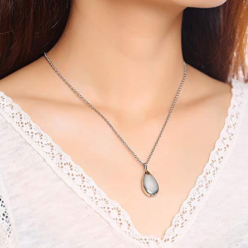 Jude Jewelers Stainless Steel Wate Drop Tear Shaped Memorial Keepsake Cremation Ash Urn Pendant Necklace - color: Silver