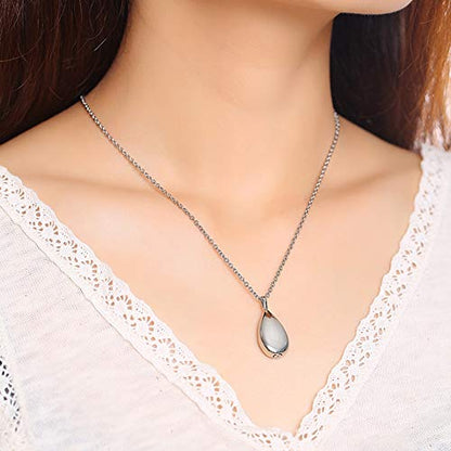 Jude Jewelers Stainless Steel Wate Drop Tear Shaped Memorial Keepsake Cremation Ash Urn Pendant Necklace - color: Silver