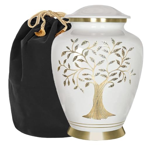 Trupoint Memorials Cremation Urns for Human Ashes, Tree of Life Decorative Burial Urn for Adult Men and Women, Large White - color: White, size: Adult