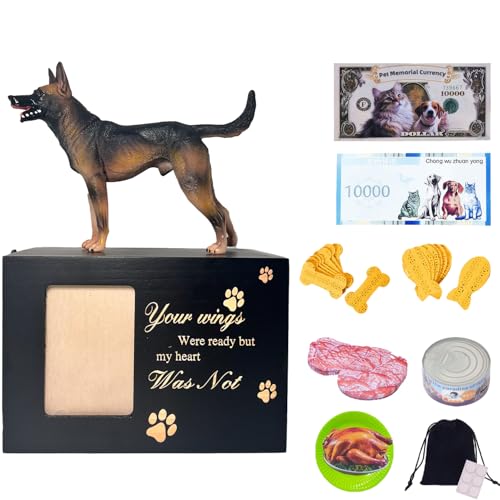 pet urns for Dogs Wooden Dog urns for Ashes with Photo Frame Lock, urn for Dog Ashes Keepsake Small pet urn Memorial décor - color: German Shepherd 789, size: Black framed urn