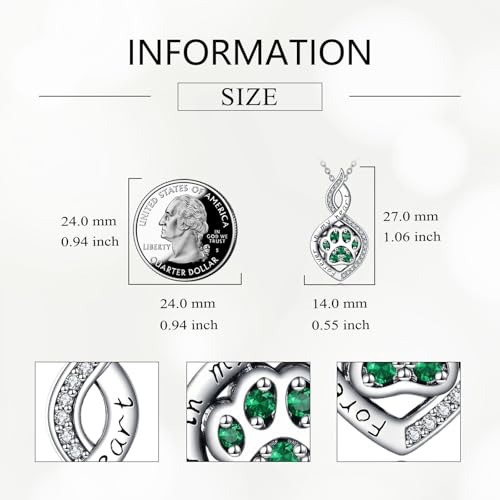 Butterfly/Dragonfly/Pet Paw/Tree of Life/Maple Leaf/Cross Urn Necklace for Ashes 925 Sterling Silver Cremation Pendant Jewelry Gifts for Women Mom - color: Paw-May