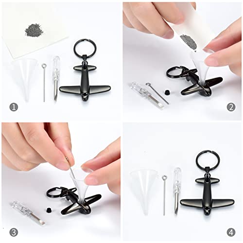 Minicremation Cremation Jewelry Urn Keychain for Ashes Airplane Memorial Urn Pendant for Human Pet's Keepsake Key Chain - color: Black