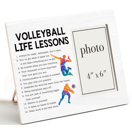 Volleyball Life Lessons Picture Frame, Volleyball Gifts for Girls Players | Inspirational Volleyball Wooden Picture Frame for 4 x 6 in Photo, Volleyball Team Coach Gifts for Men Women - color: VOLLEYBALL