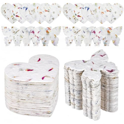 100 Pcs Plantable Seed Paper Hearts and Butterflies with Wildflower Seeds, Handmade Paper, for Wedding Guest Favors, Bridal Shower Favors
