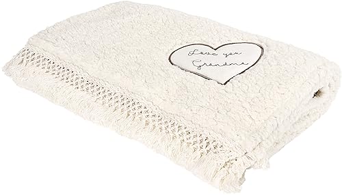 Pavilion Gift Company - Love You Grandma - 42x50 Inch Super Soft Sherpa Tassel Fringe Blanket Wrapped in A Ribbon with A Handle - style: Love you Grandma