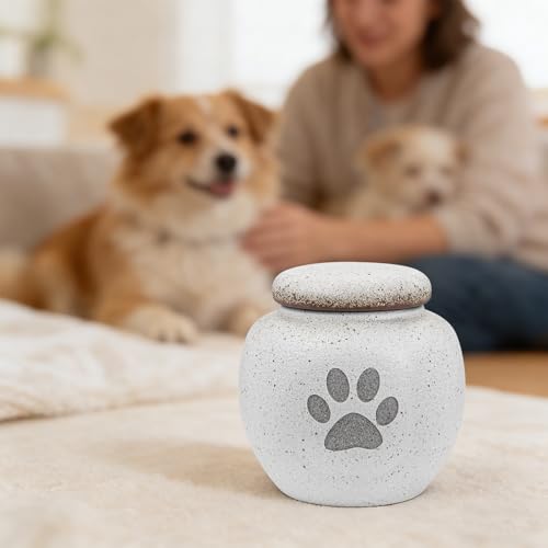 abooxiu Pet Urn for Dogs Cats 2.76 Inch Small Urn for Pet Ashes Cremation Keepsake Urns Ceramic Mini Urns for Ashes Pet Memorial Sympathy Gifts for Loss of Pets Dog Urns Cat Urns