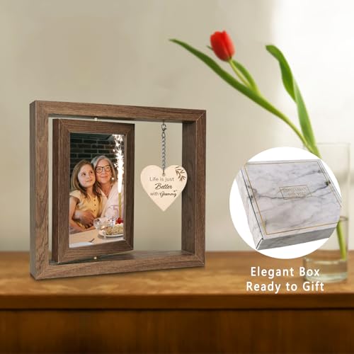 EYITUPC Rotating Wood Grammy Picture Frame Birthday Gift from Grandkids | Thoughtful Grammy Gifts for Mother's Day Christmas from Grandchildren Grandchild Granddaughter Grandson, Dis 2 4x6 - color: Life is getting better with grammy