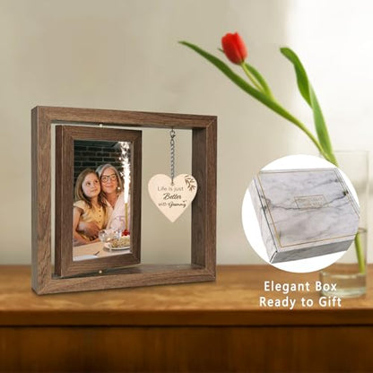 EYITUPC Rotating Wood Grammy Picture Frame Birthday Gift from Grandkids | Thoughtful Grammy Gifts for Mother's Day Christmas from Grandchildren Grandchild Granddaughter Grandson, Dis 2 4x6 - color: Life is getting better with grammy