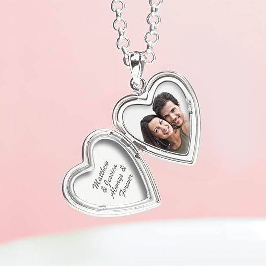 PicturesOnGold.com Heart Locket W/Diamond 2/3 Inch X 2/3 Inch Silver - style: Locket + Photo
