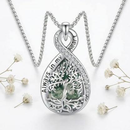 Urn Necklace for Ashes Blue opal Cremation Necklace Keepsake Memory Jewelry for Ashes of Loved Ones Keepsake - style: Moss Agate