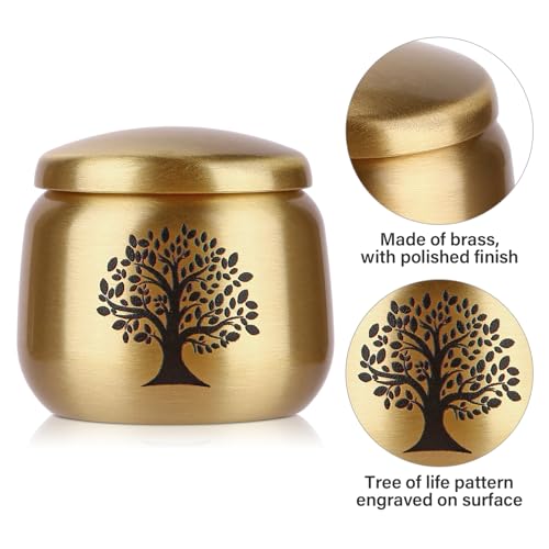 Small Keepsake Urns for Human Ashes Set of 4,Mini Urns for Ashes Made of Brass with Tree of Life Pattern Engraved,Small Cremation Keepsakes for Pet Ashes - size: 1.6''x1.5'',4pcs