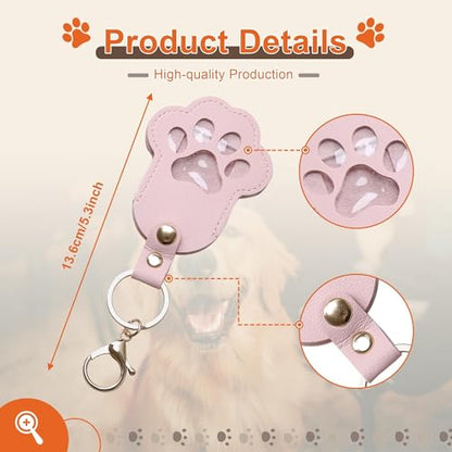 Pet Memorial Keychain Dog Paw Keepsake Photo Holder - color: Pink