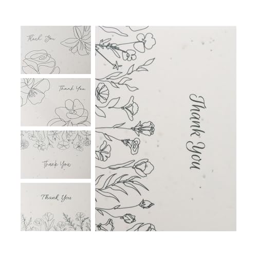 5 Sets of Thank You Greeting Cards for Any Celebrations of Life | Writable and Plantable Gift Cards with Wildflower Seeds, Unique Designs with Planting Guide, Gift Cards for Family & Friends - color: Thank You Card Set 1, size: Thank You Cards