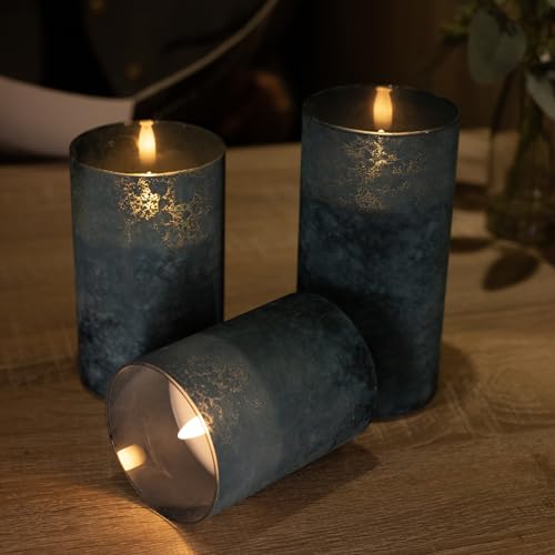 ANGELLOONG Blue Candles, Flickering Flameless Candles with Remote for Room - color: Sandblast Blue