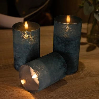 ANGELLOONG Blue Candles, Flickering Flameless Candles with Remote for Room - color: Sandblast Blue