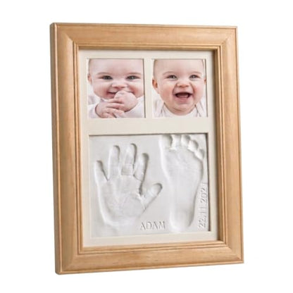 Baby Hand and Footprint Kit with Air Dry Clay, Wooden Keepsake Picture Frame, Newborn Hand & Footprint Frame, Shower Gift for Boys & Girls, Personalized New Mom Gift