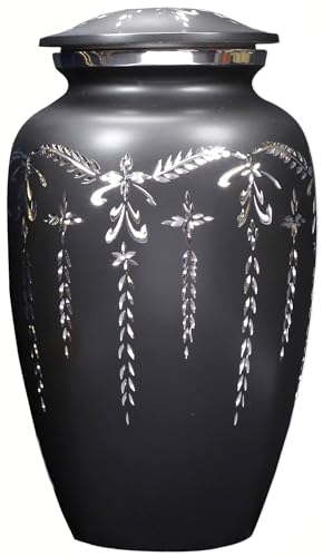 Urns Human Ashes Adult Male/Female,Creamation Urn for Human Ashes Adult Man/Women,200+ Cubic inch Capacity,Decorative Burial Urn, Funeral Cremation Urns_ 11x6.5 - Black - color: Black, size: Etched 11"H x 6.5"W