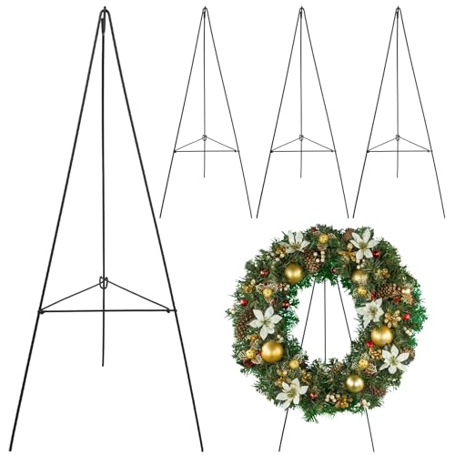 Soaoo 4 Christmas Wreath Stand Holder Metal Easel for Cemetery Grave,30inch | Christmas Wreath Stands for Outdoor, Metal Easel Holder, Cemetery Grave Marker, Gravestone Flower Display Decoration