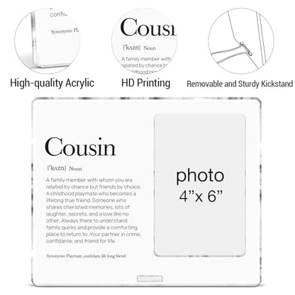 Cousins Picture Frame Cousin Gifts for Women Men Kids Boys Girls Birthday Christmas End of Year, Cousin Definition Acrylic Picture Frames 4 x 6 Inches Photo - color: D-Cousin