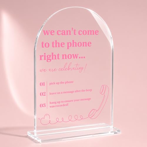 Arch Acrylic Audio Guest Book Sign, We Can't Come to the Phone Right Now Leave a Message Sign, Interactive Phone Guestbook Signage, Modern Wedding Bridal Shower Party Decor Supplies-5x7 Inch - color: Audio Guest Book Sign